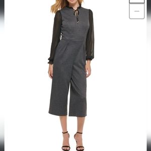 Tommy Hilfiger Jumpsuit 2 Cropped Holiday Winter Party NYE Academia Chevron New
